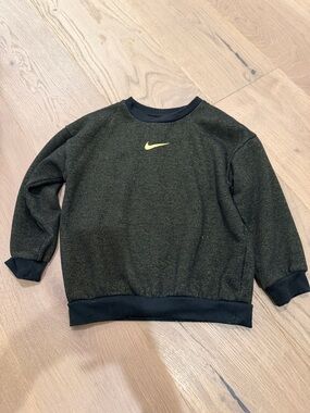 Nike Men’s Olive Green Crewneck Sweatshirt with Yellow Swoosh
